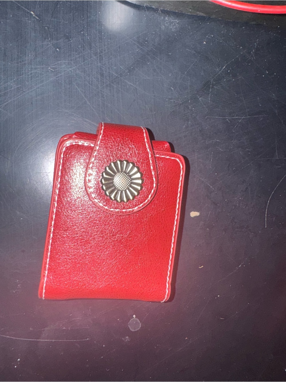 Red leather 3 lipstick case new no tags